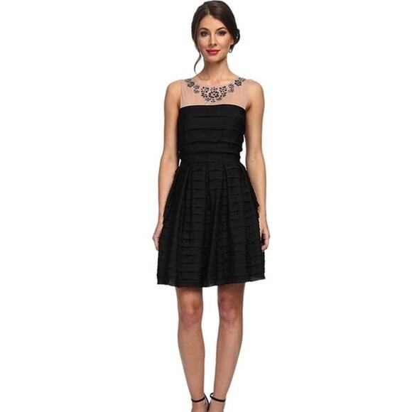 Bcbgmaxazria Marina Embellished Sleeveless Black Tiered A-line Skirt Party Dress - Picture 2 of 12